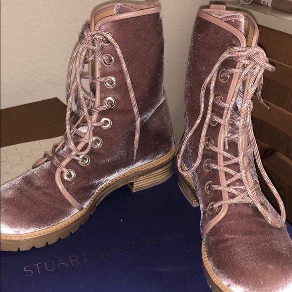 Stuart Weitzman Metermaid Velvet Hiking Boots - Picture 3 of 5